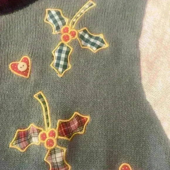 Vintage Christmas Embroidered Sweater Patchwork Medium Ugly Christmas Sweat - Picture 5 of 9